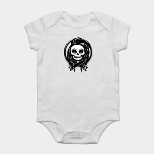 Female Joiner Skull and Saws Black Logo Baby Bodysuit